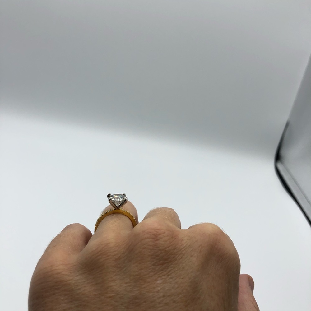 3ct D, VVS1 Brilliant Round Moissanite Pave Ring - Picture 9 of 14